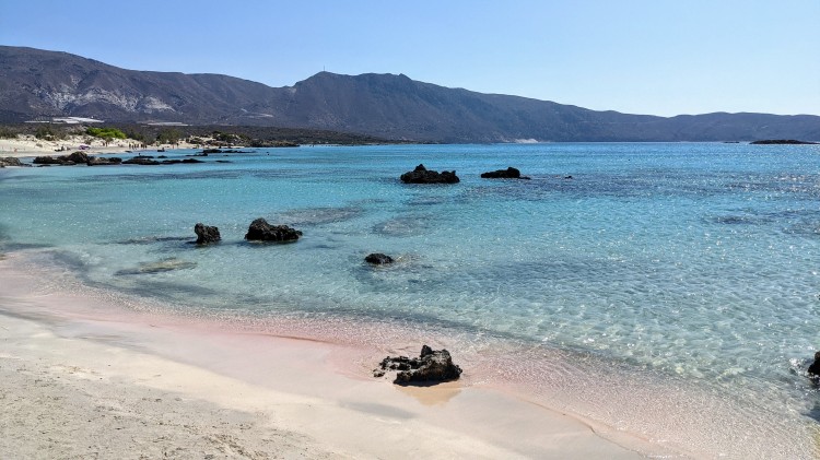 Crete's famous pink sand beach, Elafonissi